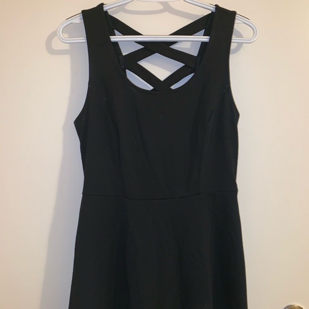 Forever 21 Black Dress Cage Cross Back Detail
